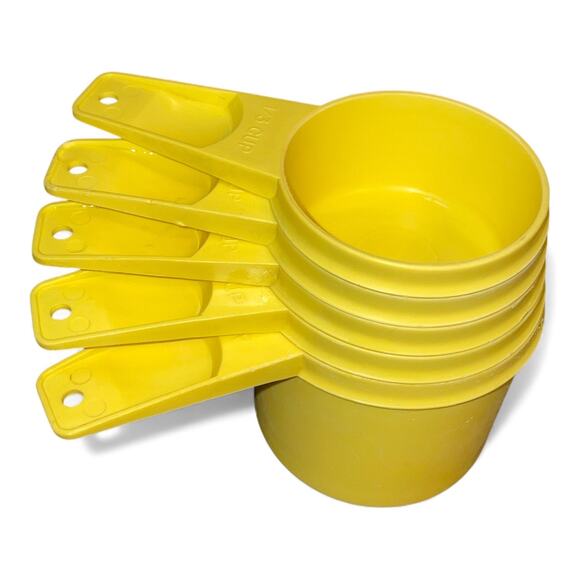 Tupperware Measuring Cups Yellow Nest Stackable Lot x5 761 762 763 764 Vintage - Picture 10 of 13